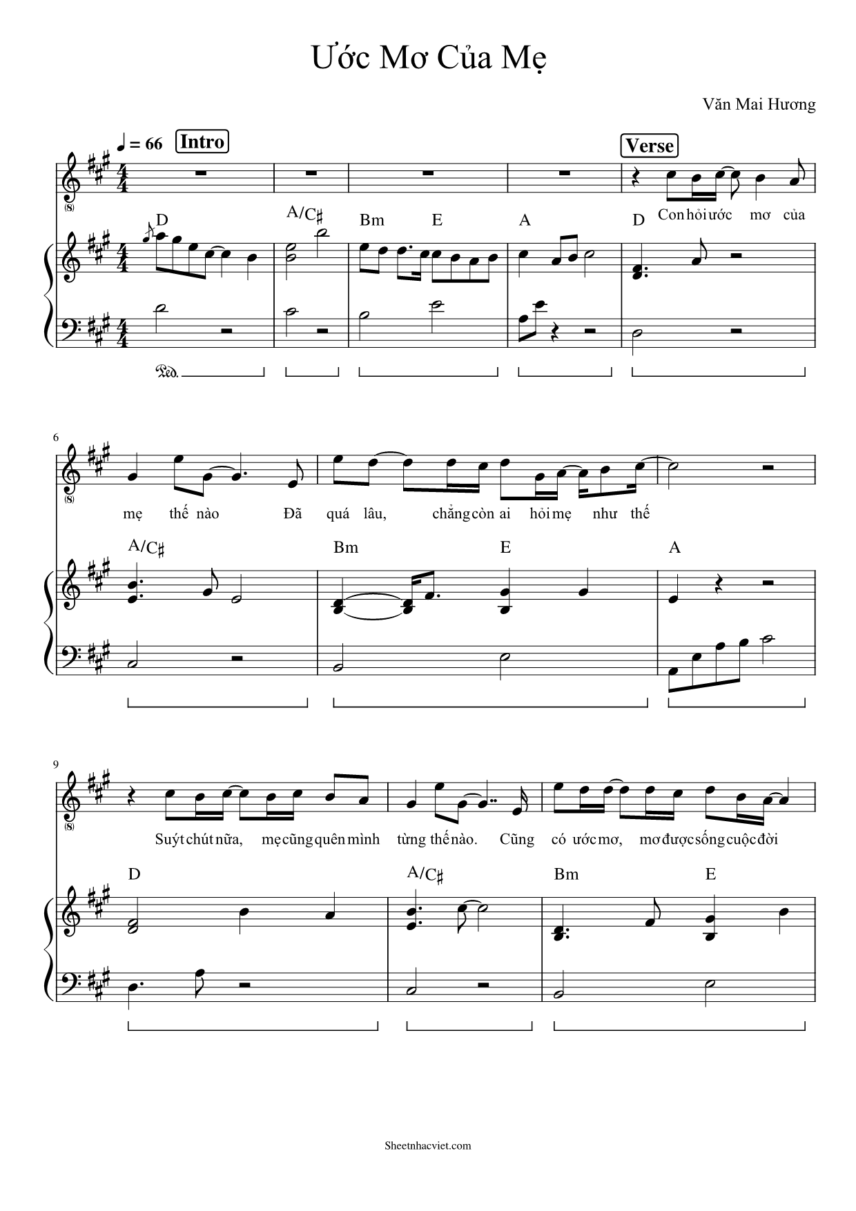 Lời Bài Hát Ước Mơ Của Mẹ - Văn Mai Hương
