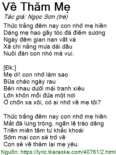 Lời Bài Hát Về Thăm Mẹ Gallery 2