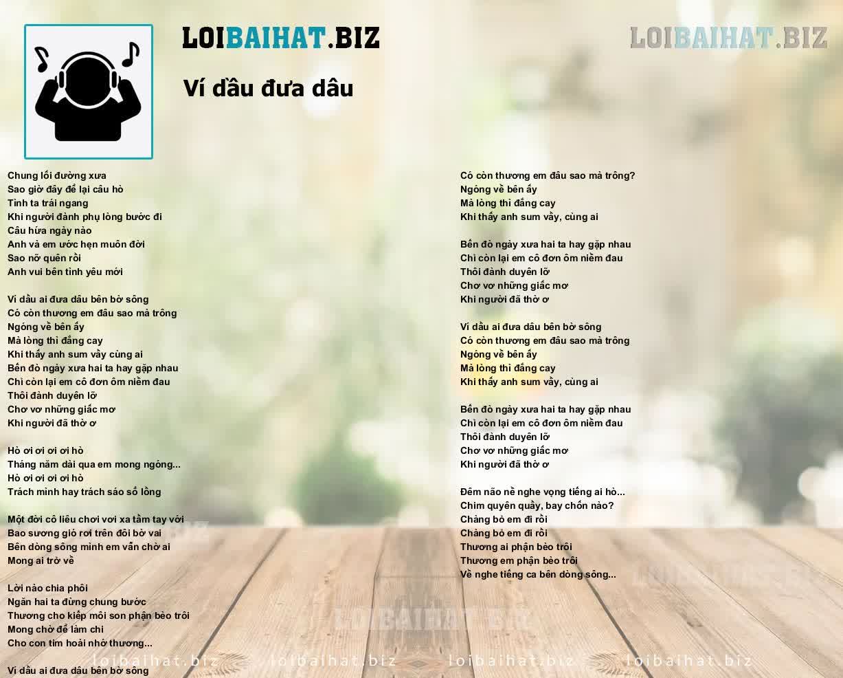 Lời Bài Hát Ví Dầu Đưa Dâu