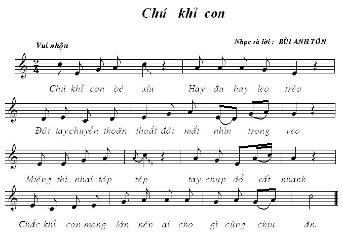 Lời Bài Hát Xuân Mai Chú Khỉ Con