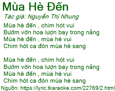 Lời Bài Hát Xuân Mai Mùa Hè Đến
