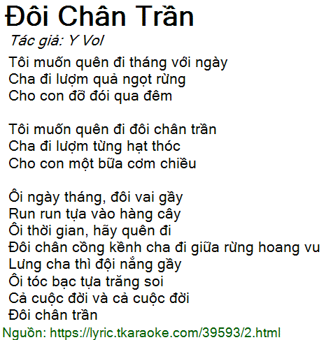 Lời Bài Hát Ya Suy Đôi Chân Trần
