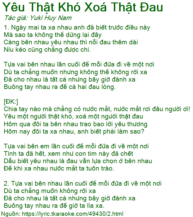 Lời Bài Hát Trương Khải Minh - Yêu Thật Khó Xóa Thật Đau Gallery 1
