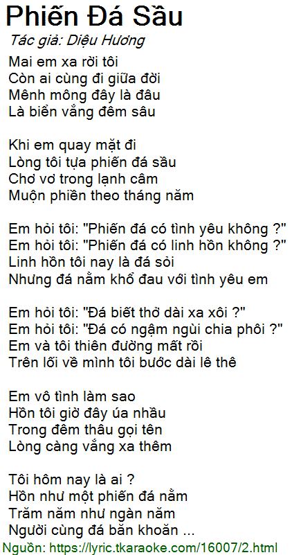 Lời Bài Phiến Đá Sầu