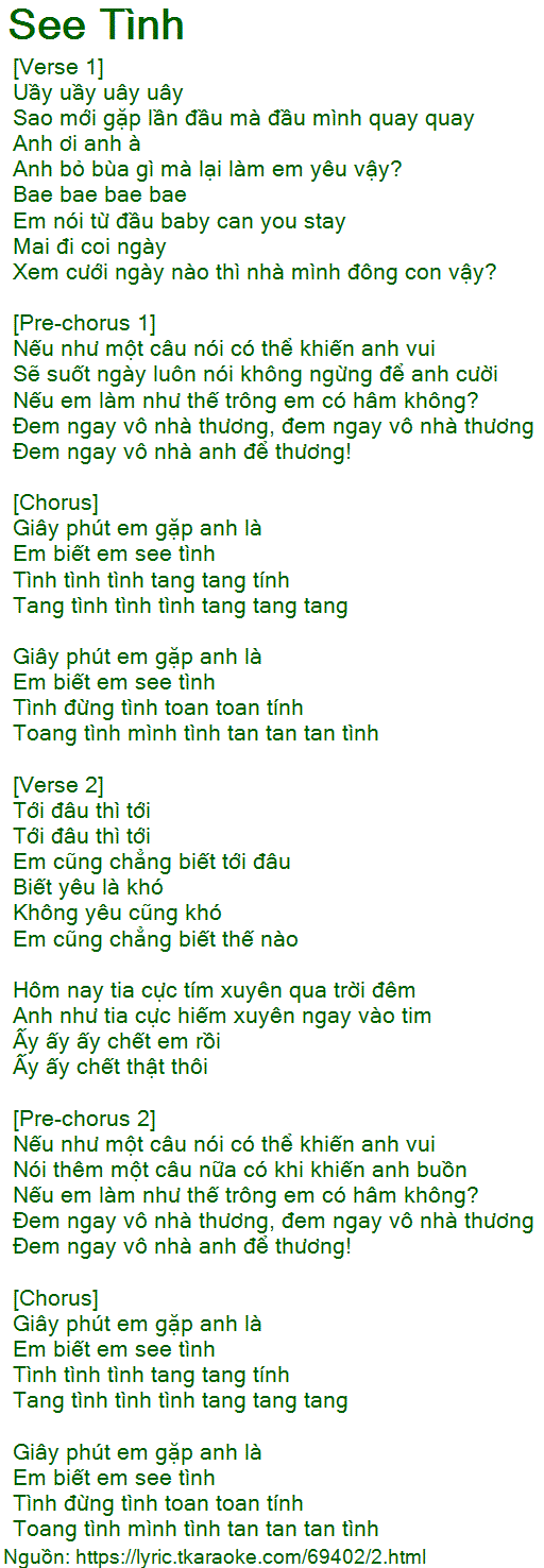 Lời Bài Hát See Tình