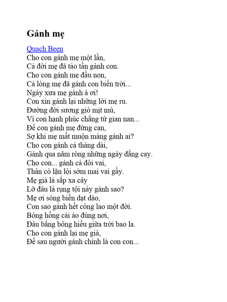 Lời Bài Thơ Gánh Mẹ Gallery 1