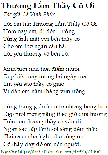 Lời Bài Thương Lắm Thầy Cô Ơi