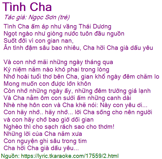 Lời Bài Hát Tình Cha Gallery 2