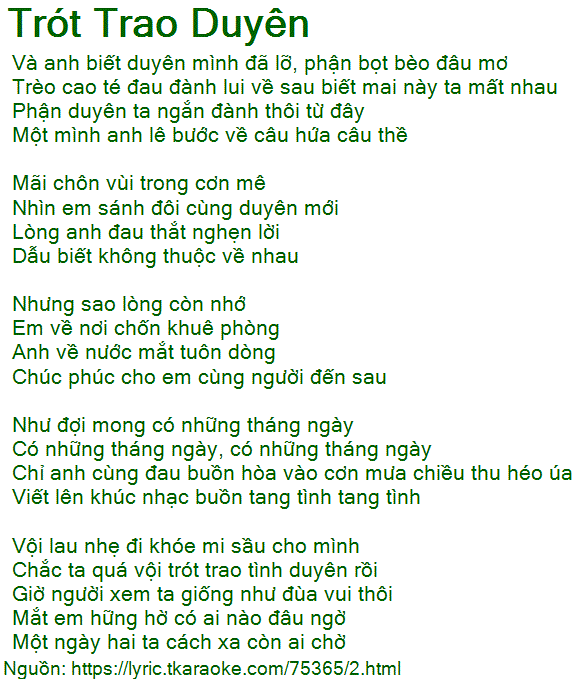 Lời Bài Trót Trao Duyên