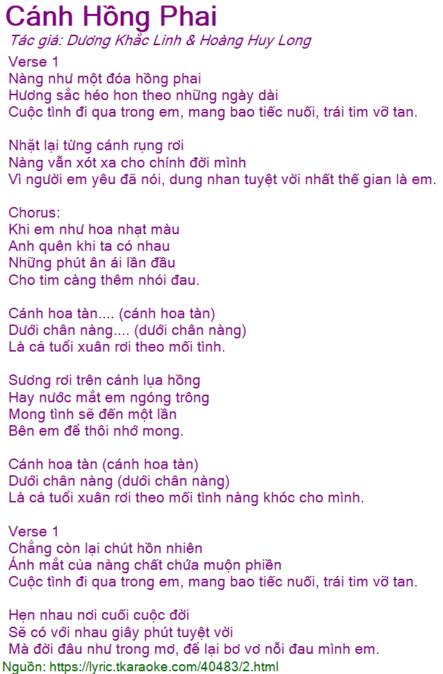 Lời Cánh Hồng Phai
