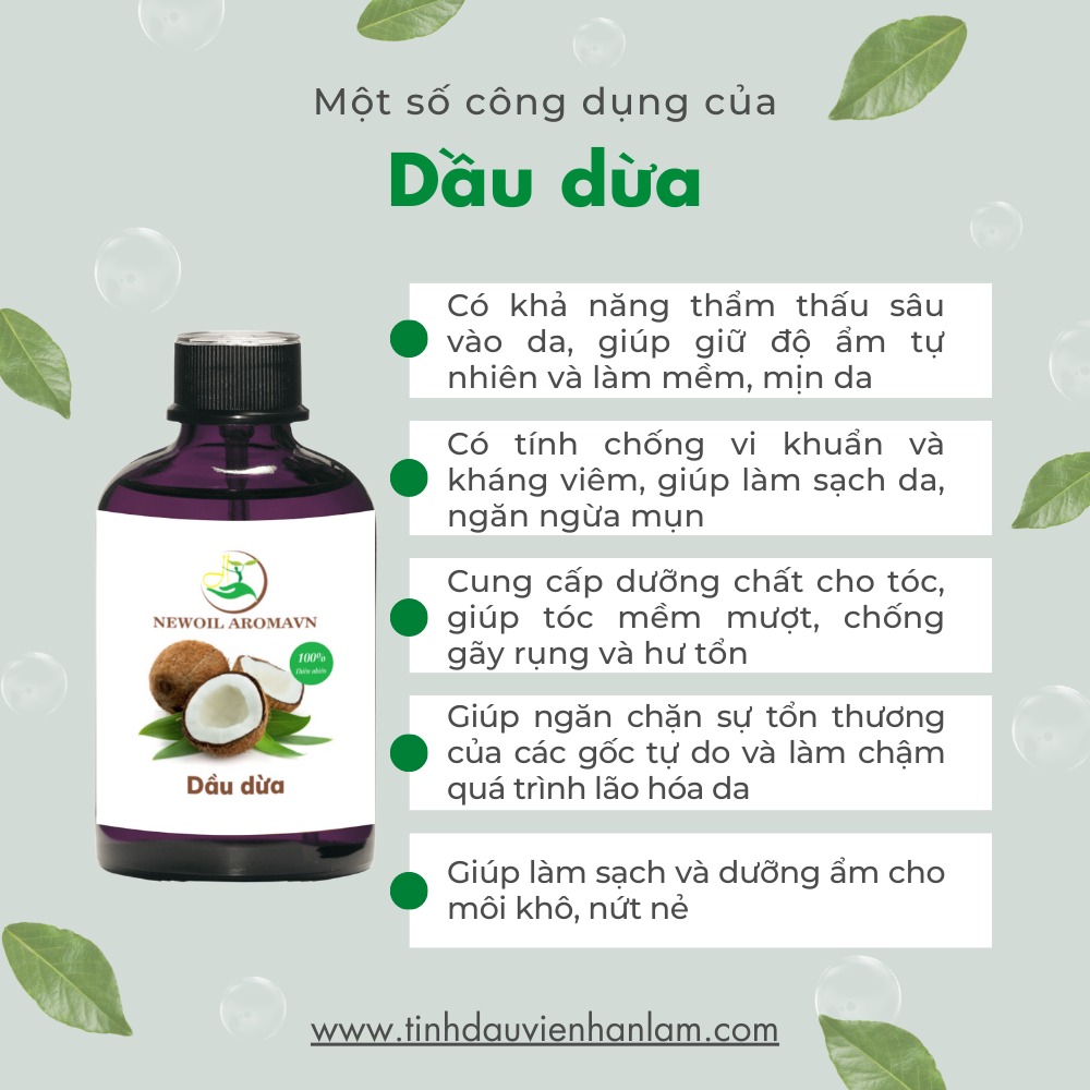 Lợi ích tuyệt vời của dầu dừa đối với sức khỏe và sắc đẹp