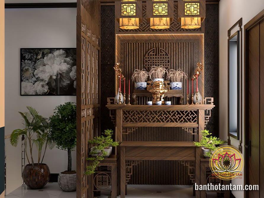 Khung gỗ che bàn thờ: Tạo không gian thờ cúng trang nghiêm và hiện đại Gallery 1