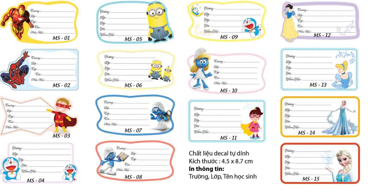 Mẫu Nhãn Vở Word Gallery 2