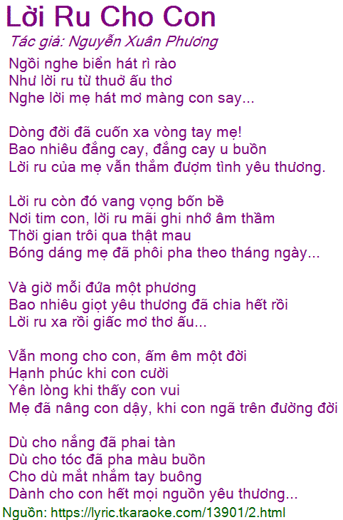 Lời Ru Cho Con Ngủ Ngon