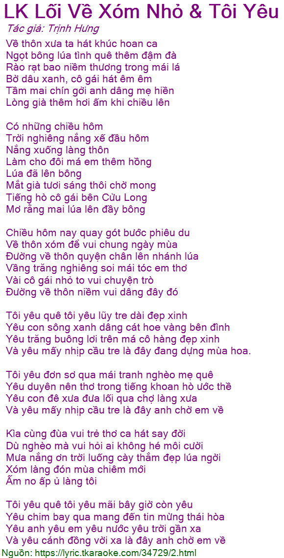 Lối Về Xóm Nhỏ Lời Bài Hát Gallery 2