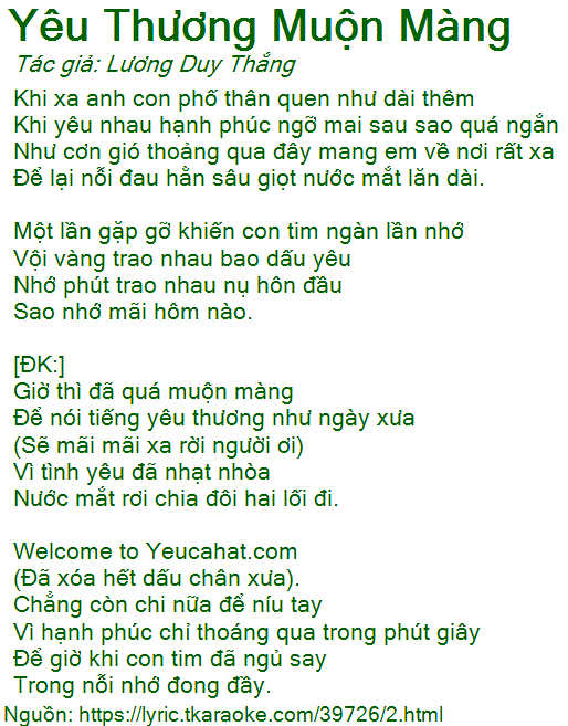 Lời Yêu Thương Muộn Màng