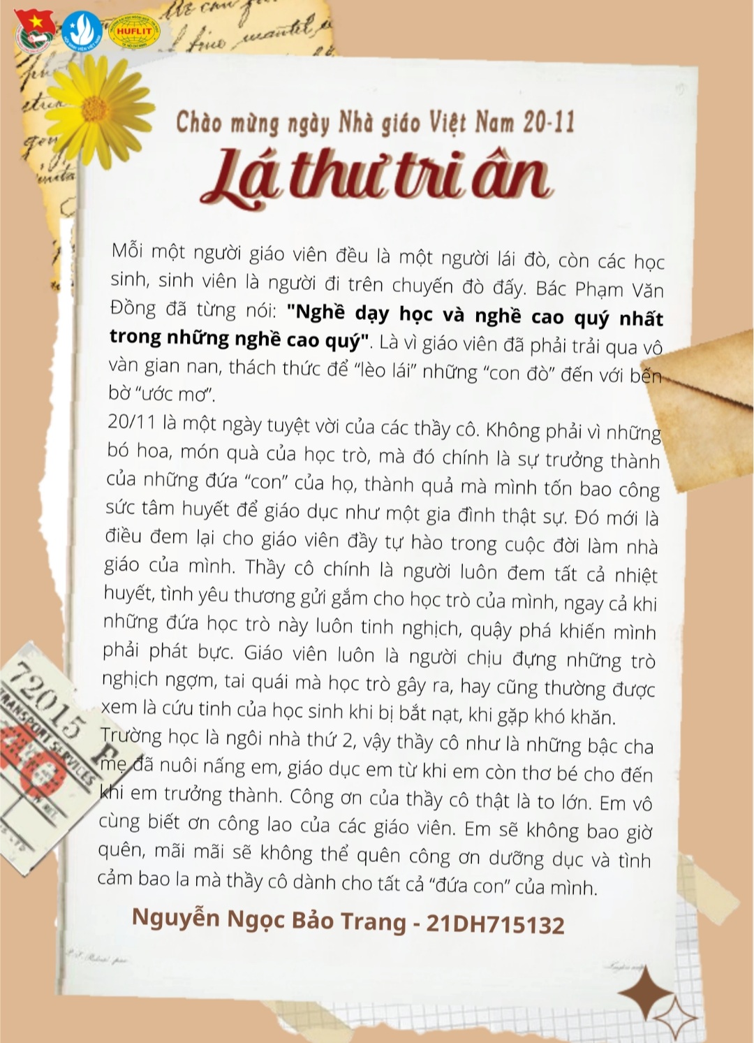 Thư Tri Ân Thầy Cô Lớp 12 Gallery 2