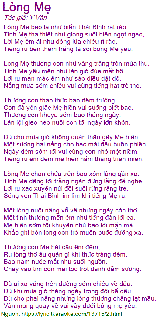 Lòng Mẹ Bao La Như Biển Thái Bình Dạt Dào