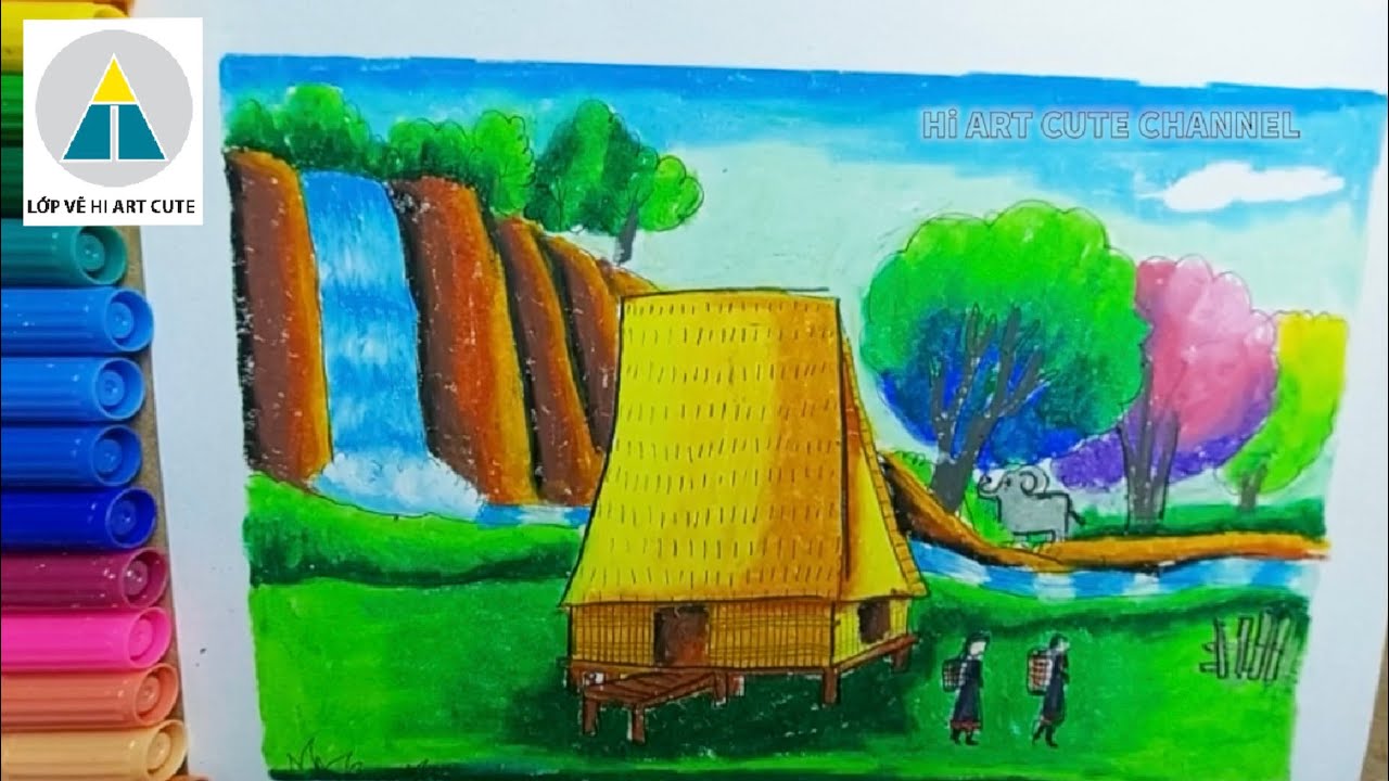 Hướng dẫn lớp 9 vẽ nhà rông Tây Nguyên đơn giản