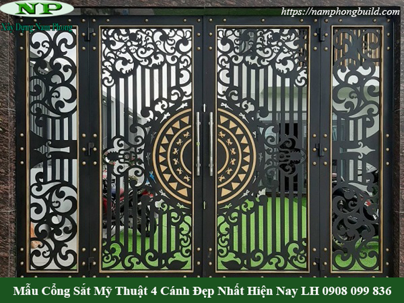 Mẫu Cổng Sắt Mỹ Thuật 4 Cánh Đẹp, Sang Trọng, Bền Bỉ Gallery 2