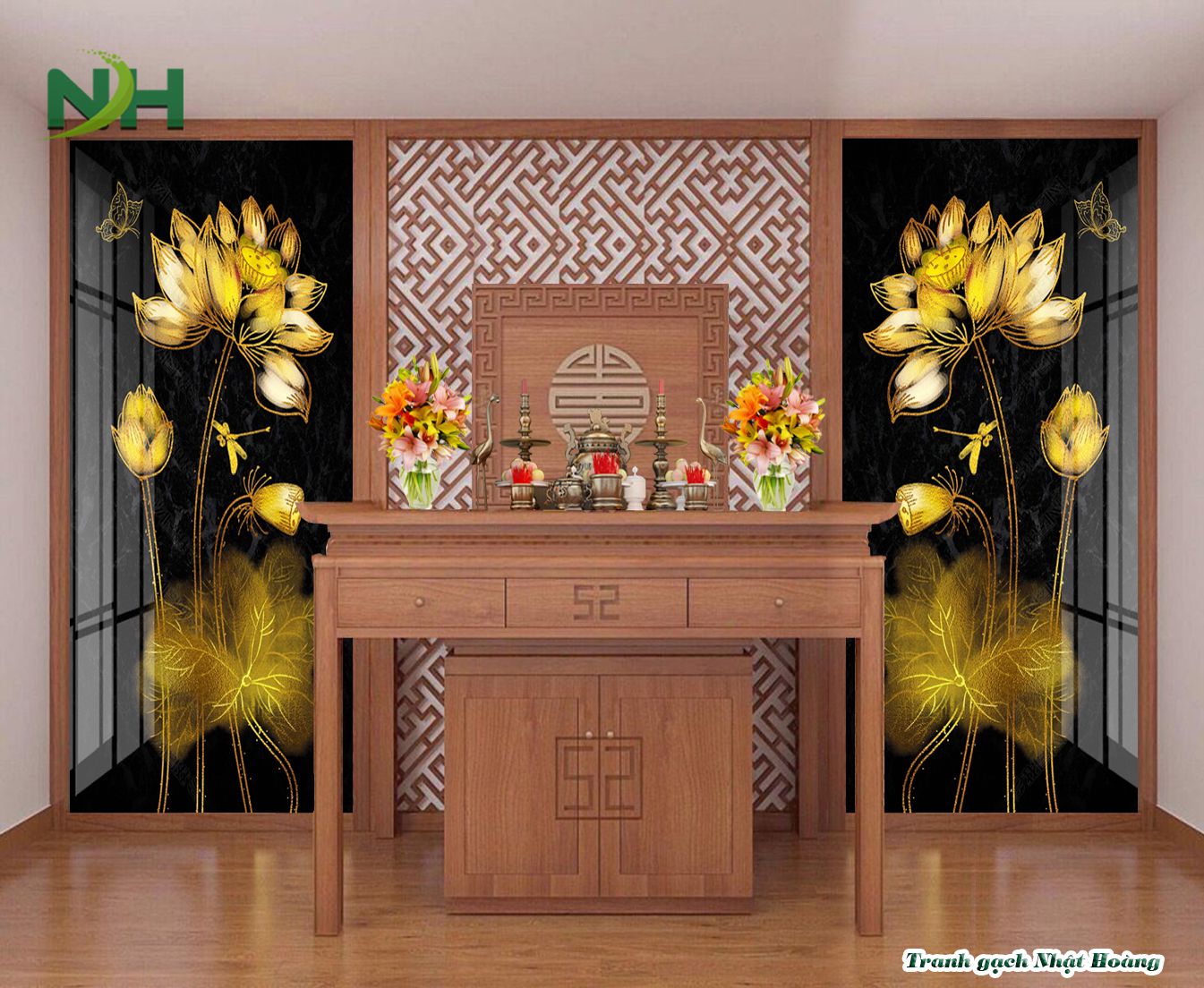 Tranh dán tường bàn thờ: Tôn nghiêm, trang trọng và hiện đại Gallery 1