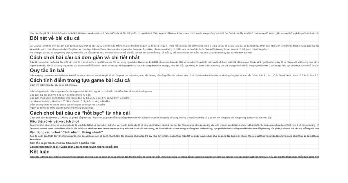 Cách Chơi Bài Câu Cá Chi Tiết và Đơn Giản Gallery 1