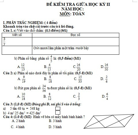 Bài tập Toán lớp 4 học kì 2 Gallery 2