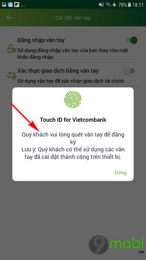 Cài đặt vân tay Vietcombank Gallery 2