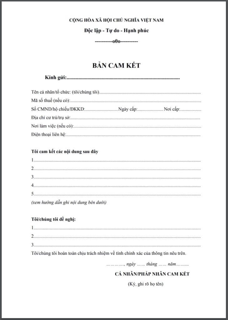Mẫu Viết Cam Kết Chuẩn, Dễ Sử Dụng Gallery 2