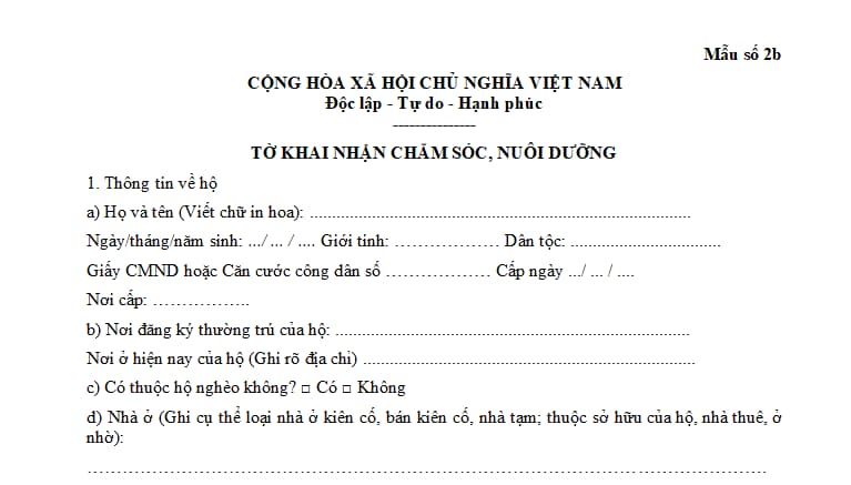 Mẫu Xác Nhận Nuôi Dưỡng Cha Mẹ Gallery 2