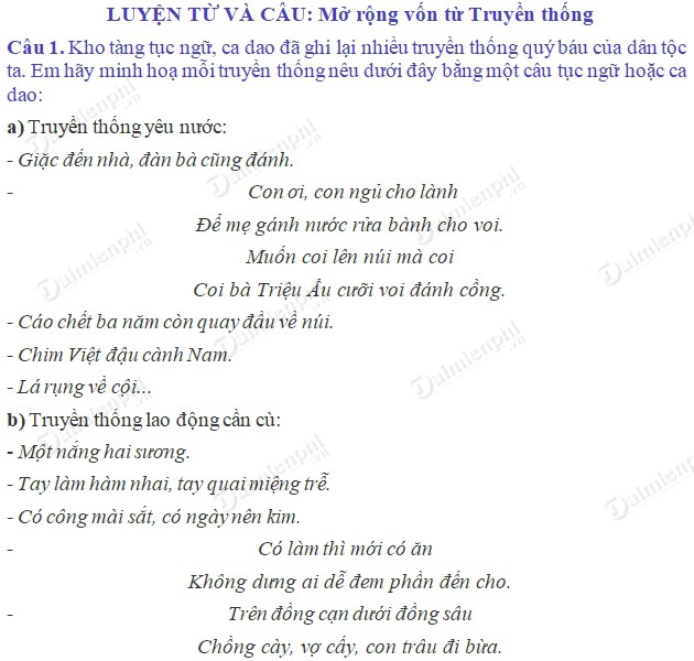 Luyện từ và câu: Mở rộng vốn từ truyền thống trang 90 Gallery 2