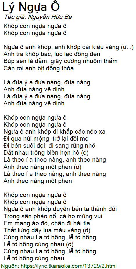 Lý Ngựa Ô Lời Bài Hát