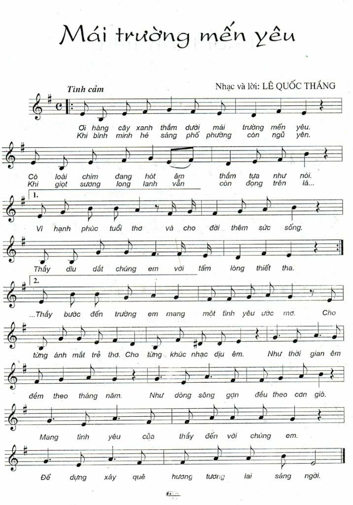 Mái Trường Mến Yêu - Lời Bài Hát