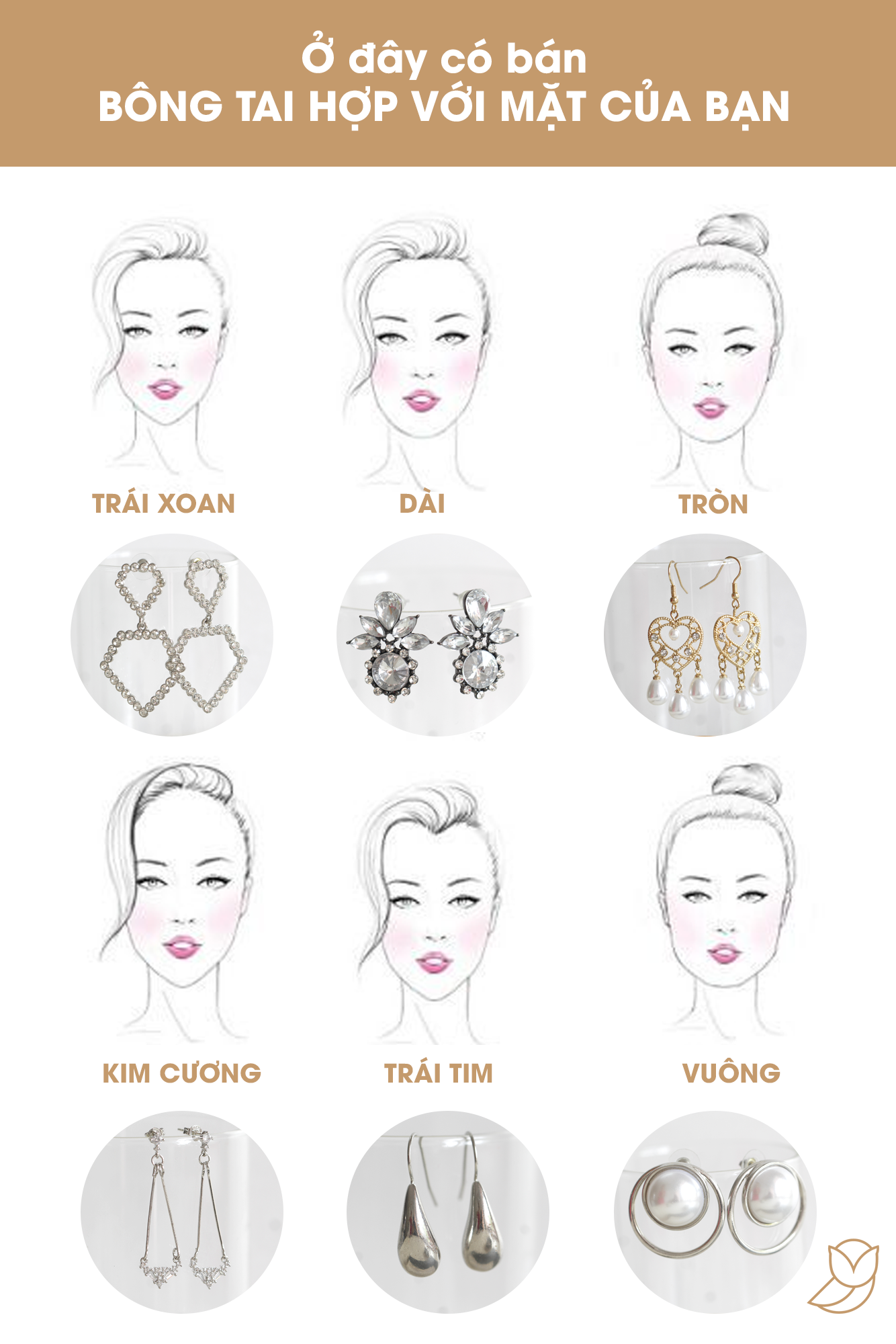 Mặt tròn đeo khuyên tai gì?