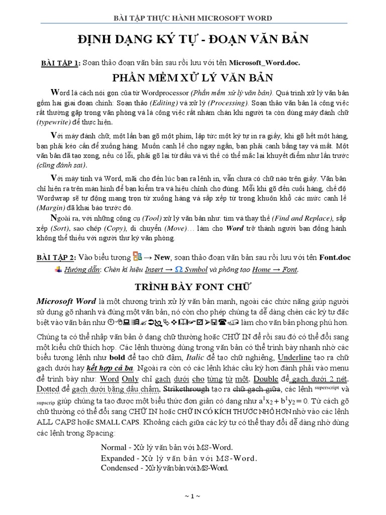 Mẫu Bài Thực Hành Word Miễn Phí