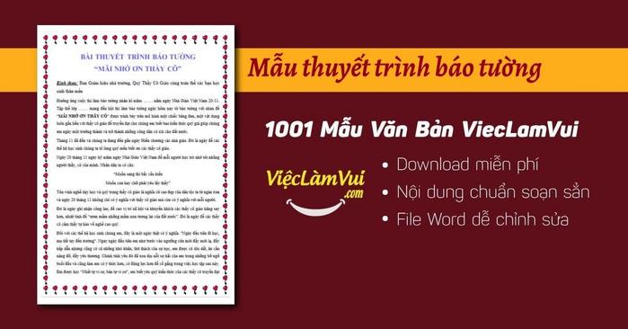 Mẫu Bài Thuyết Trình Báo Tường Hay & Ấn Tượng