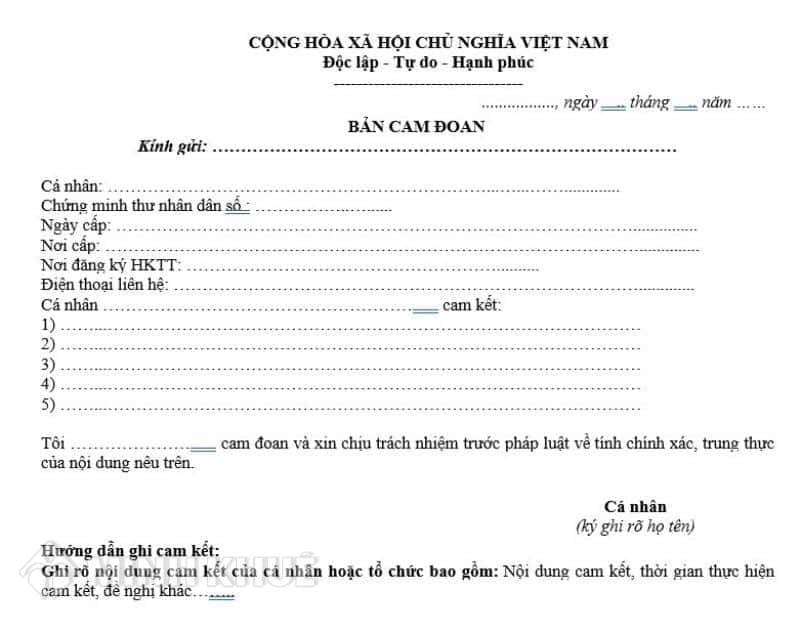 Mẫu Bản Cam Đoan Chuẩn, Đầy Đủ Và Hướng Dẫn Cách Viết