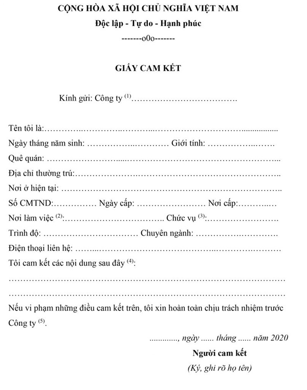 Mẫu Bản Cam Kết File Word Chuẩn, Dễ Sử Dụng