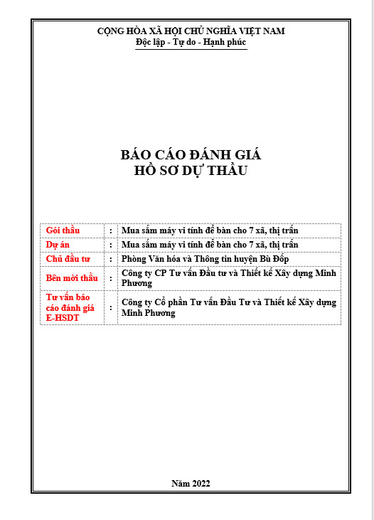 Mẫu Báo Cáo Đánh Giá Hệ Thống E-HSĐT Chuẩn SEO
