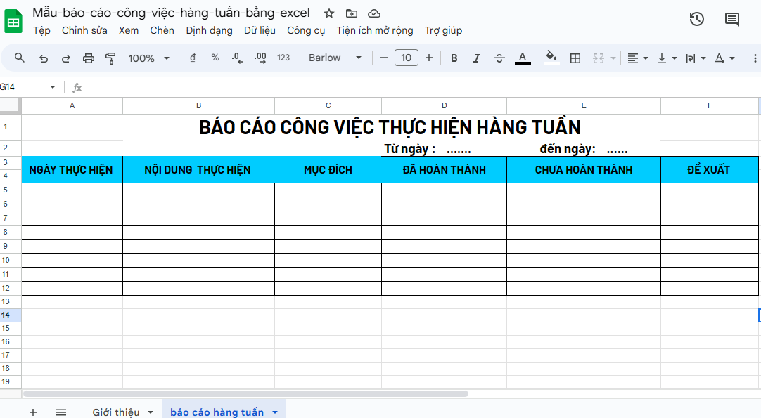 Mẫu Báo Cáo Tuần Chi Tiết và Chuẩn SEO