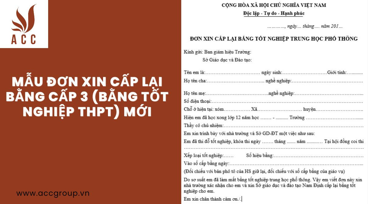 Mẫu đơn xin cấp lại bằng tốt nghiệp THPT
