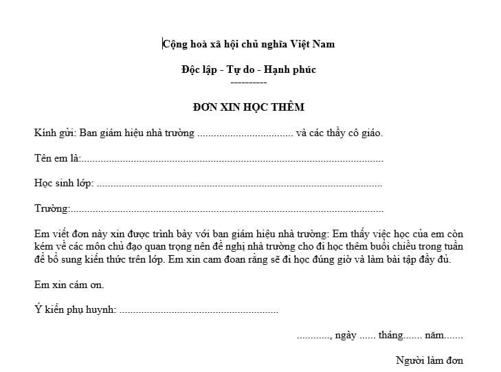 Mẫu đơn xin đi học Gallery 2