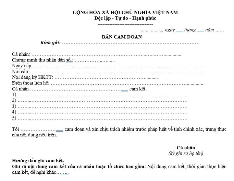 Mẫu Giấy Cam Đoan Chi Tiết và Chuẩn SEO