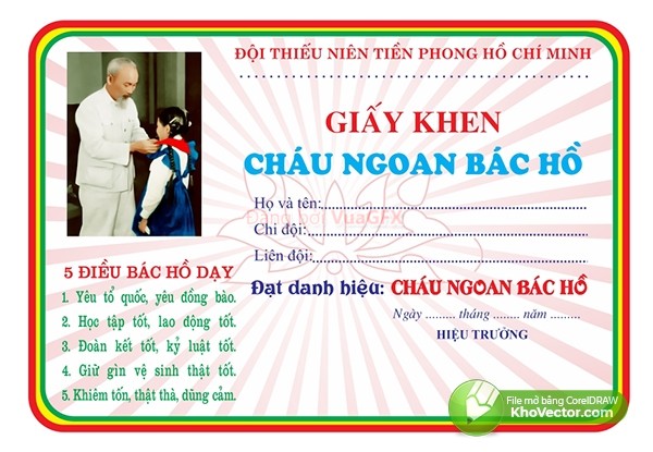 Mẫu Giấy Khen Cháu Ngoan Bác Hồ