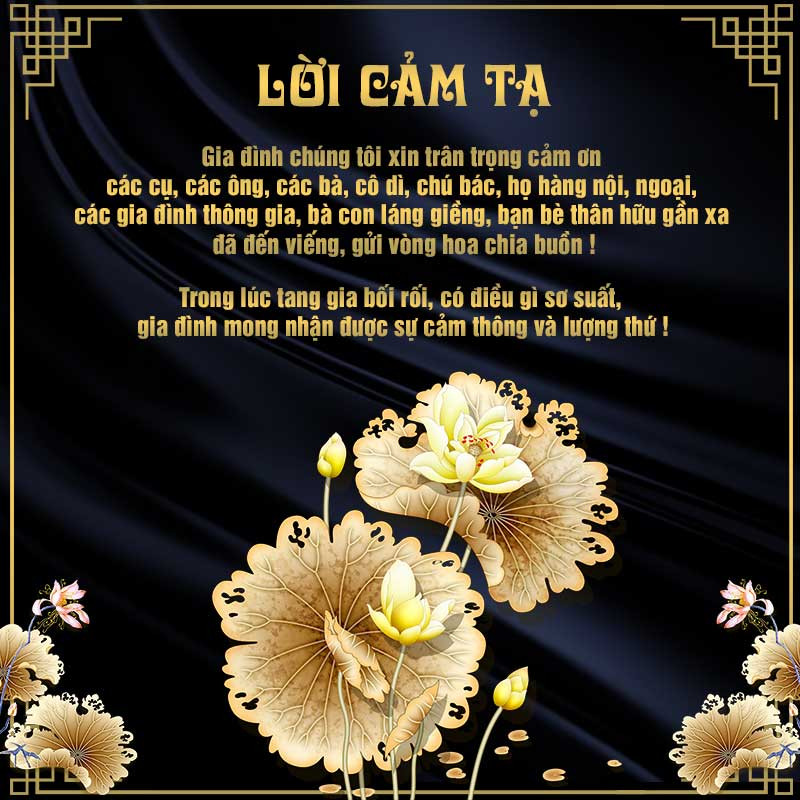 Mẫu Lời Cảm Tạ Sau Đám Tang