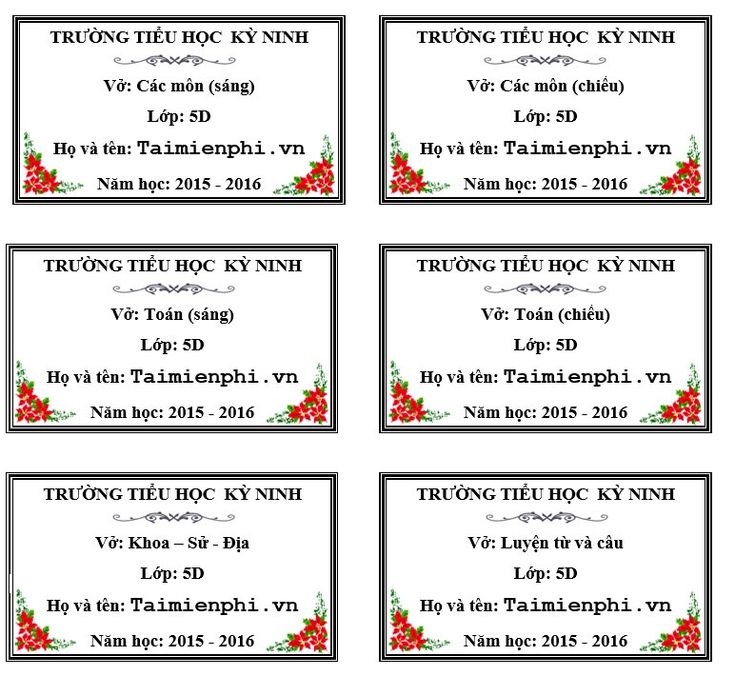 Mẫu Nhãn Vở Đẹp Trên Word Gallery 2
