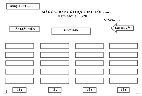 Mẫu Sơ Đồ Lớp Học 4 Dãy Violet