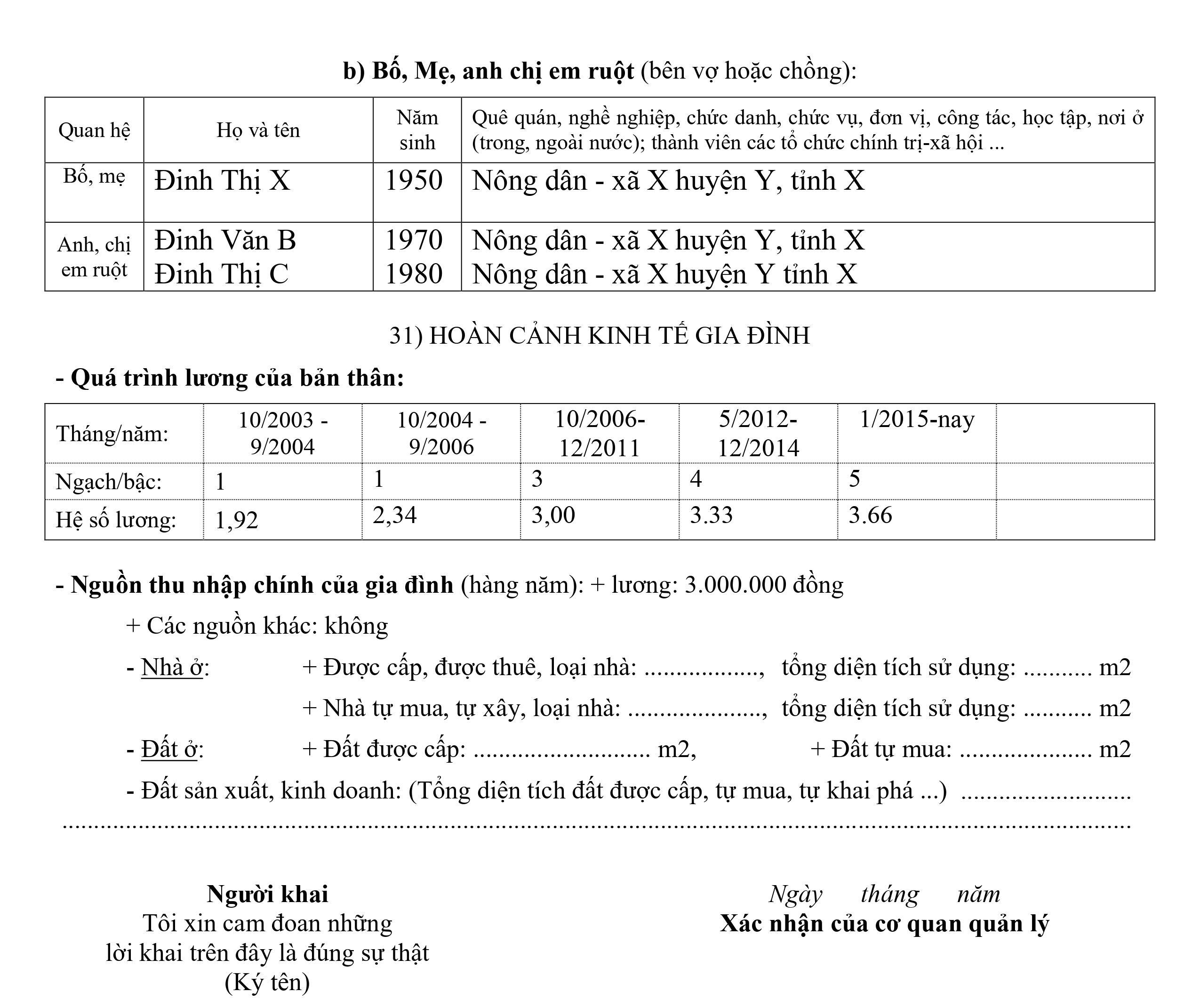 Mẫu Sơ Yếu Lý Lịch 2 Cột Bản Word