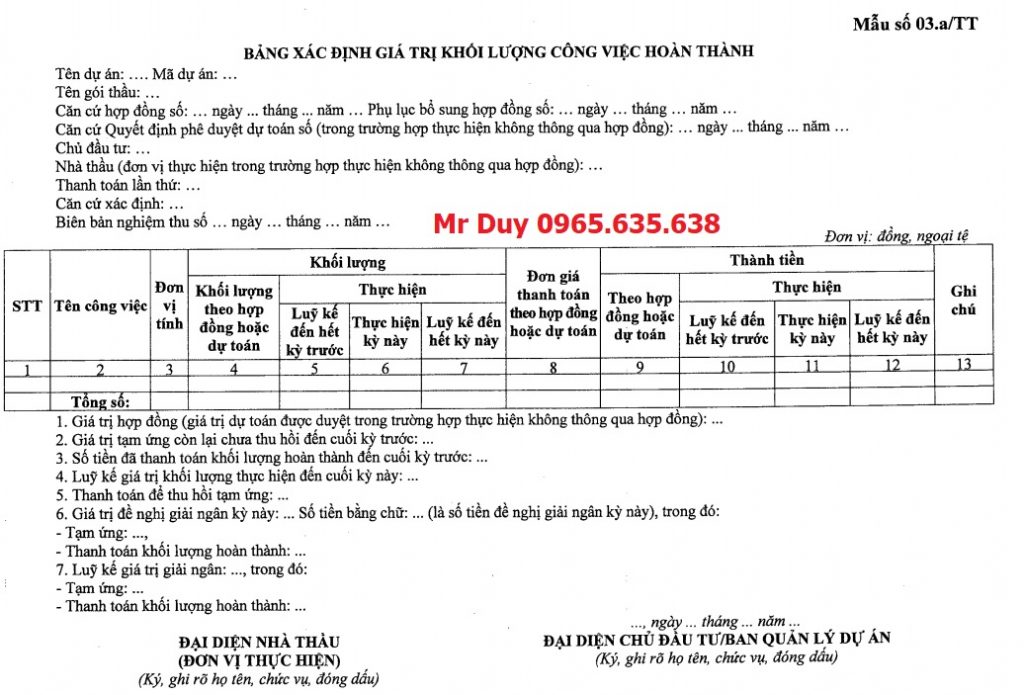 Mẫu Thanh Toán 3A