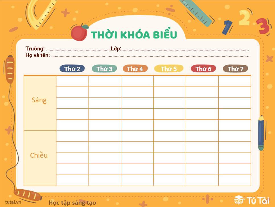 Mẫu Thời Gian Biểu Đẹp File Word